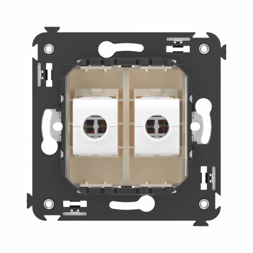 Компьютерная розетка RJ-45 без шторки в стену, кат.6А двойная, Avanti, ванильная дымка