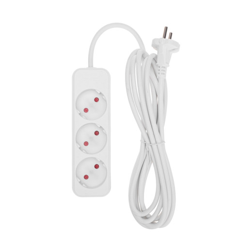 Удлинитель STANDARD 3 гнезда, 3м, 2x1,0мм², б/з, белый REXANT