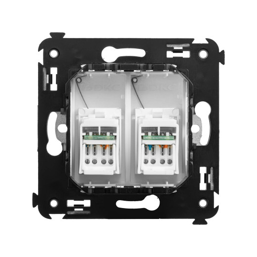 Компьютерная розетка RJ-45 в стену, кат.5e двойная, Avanti, белое облако