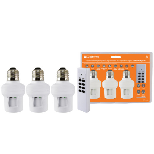 Комплект для беспроводного управления освещением ПУ3-П1.3-Е27 (3 приемника) 