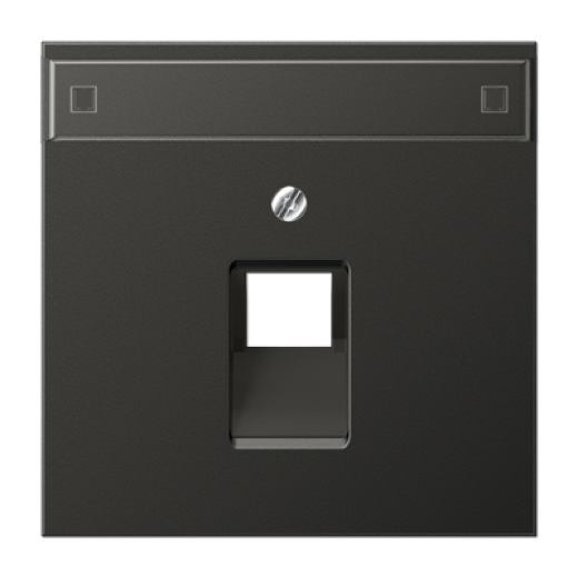 Крышка для ординарной телефонной и компютерной розетки UAE с полем для надписи, антрацит