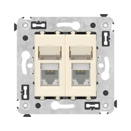 Компьютерная розетка RJ-45 в стену, кат.6А двойная, Avanti, ванильная дымка