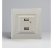 Розетка 2xUSB A, 125-250V (белый)