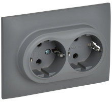 IEK SKANDY Серый Розетка 2-ая с/з с защитными шторками 16А в сборе SK-R07Gr