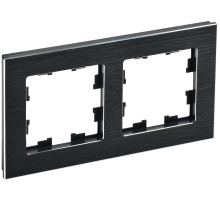 IEK BRITE DECOR Черный металл Рамка 2-м РУ-2-1-БрЧ