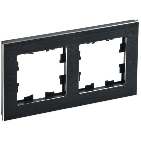 IEK BRITE DECOR Черный металл Рамка 2-м РУ-2-1-БрЧ