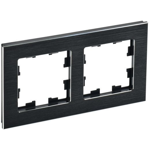 BRITE Рамка 2-мест. РУ-2-1-БрЧ металл черн. IEK