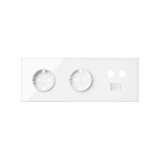 Simon 100 Белый глянец Кит 3 поста, фронт. Накладка на 2 розетки Schuko + 1 розетку TV + 1 розетку RJ45
