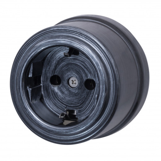 Розетка с заземляющим контактом, пластик, цвет Серебряный Век