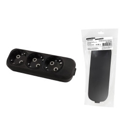 TDM Колодка розеточная 3 гнезда 2П+3 16А 250В черная серии 