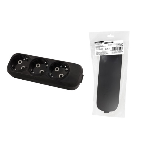 Колодка розеточная 3 гнезда 2П+3 16А 250В черная серии 