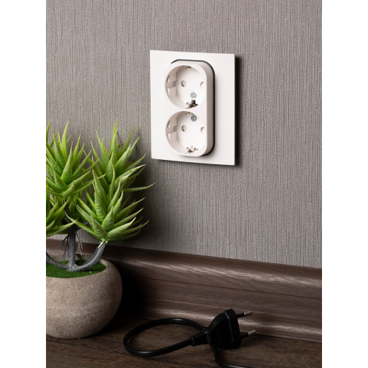 Стокгольм Механизм Розетки 2-местной с/з 16А автоматические клеммы белый с защ. штор. EKF PROxima