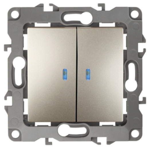 Выключатель ЭРА Серия 12 12-1105-04 двойной с подсветкой скрытой установки 10АХ-250В