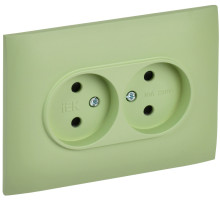 IEK SKANDY Мятный Розетка 2-ая б/з с защитными шторками 10А в сборе SK-R09G