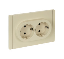 IEK FORTE&PIANO Ваниль Розетка 2-я с/з со шт безвинтовое крепление 16А FP423