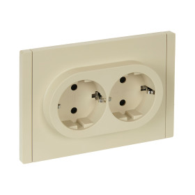 IEK FORTE&PIANO Ваниль Розетка 2-я с/з со шт безвинтовое крепление 16А FP423