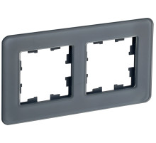 IEK BRITE DECOR Графит матовый стекло скругл.угол Рамка 2-м РУ-2-2-Бр RE