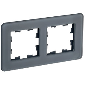 IEK BRITE DECOR Графит матовый стекло скругл.угол Рамка 2-м РУ-2-2-Бр RE