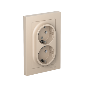 Systeme Electric AtlasDesign Песочный Розетка двойная с/з, 16А, в сборе