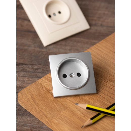 Валенсия лицевая панель розетки 1-местной б/з 10 А сталь с защ. штор. EKF PROxima