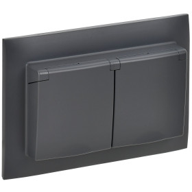 IEK SKANDY Титан Розетка 2-ая с/з с крышкой 16А в сборе IP44 SK-R12T