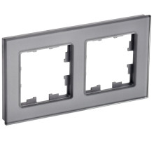IEK BRITE DECOR Серый глянец стекло Рамка 2-м РУ-2-2-БрСе