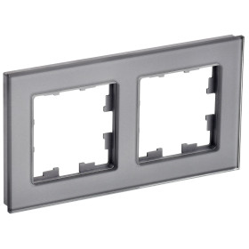 IEK BRITE DECOR Серый глянец стекло Рамка 2-м РУ-2-2-БрСе