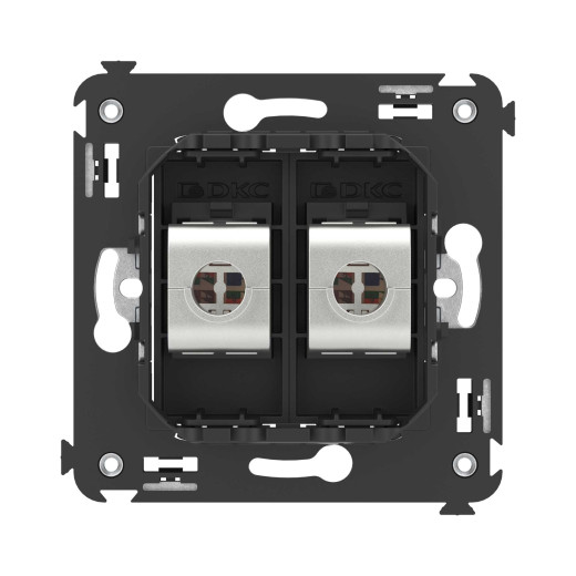 Компьютерная розетка RJ-45 без шторки в стену, кат.5e двойная экранированная, Avanti, черный матовый