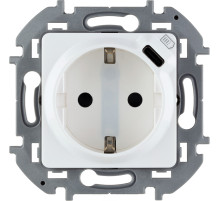 Legrand/Daccord INSPIRIA Белый Розетка 2К+З немецкий стандарт 16А 250В со встроенным зарядным устройством USB C 1.5А 5В.