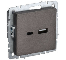 IEK BRITE BASE Темн.бронза Розетка USB A+C 18Вт РЮ11-1-БрТБ