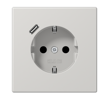 JUNG Розетка SCHUKO® с USB-зарядным устройством тип С термопласт светло-серый