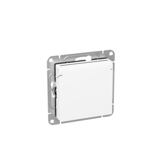 Механизм розетки, 16А, IP44, с заземлением, со шторками, c крышкой, белый Эпика EKF