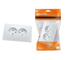 TDM Розетка двойная 2П 10А 250В с защ. шт. белая 