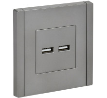 IEK FORTE&PIANO Сталь Розетка USB A+A 3,1А FP549