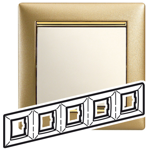 Рамка 5 постов - Legrand Valena - матовое золото