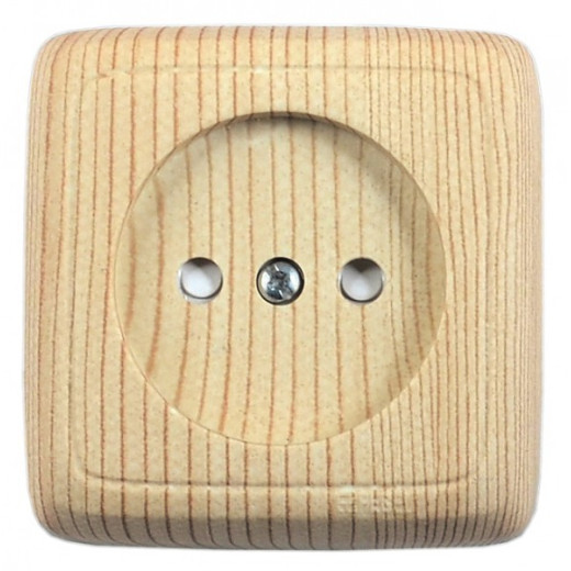 РА16-104-02 Розетка открытой установки, одноместная, со шторкой, с изолирующей пластиной, цвет сосна