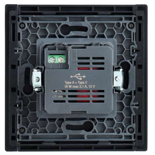 FORTE&PIANO Роз. USB A+C 18Вт FP151 чер. IEK