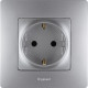 Розетка с заземлением - Legrand Etika - без шторок 16А 250В винтовые зажимы - алюминий