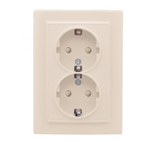 EKF Basic Минск Бежевый Розетка 2-ая, с/з, со шторками, 16А, СП.