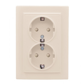EKF Basic Минск Бежевый Розетка 2-ая, с/з, со шторками, 16А, СП.