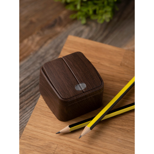 Выключатель 2-клавишный ОП Минск 10А с индикатором тёмное дерево EKF