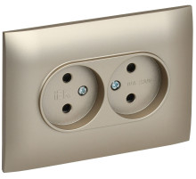 IEK SKANDY Шампань Розетка 2-ая б/з с защитными шторками 10А в сборе SK-R09Sh