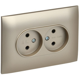 IEK SKANDY Шампань Розетка 2-ая б/з с защитными шторками 10А в сборе SK-R09Sh