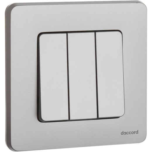 Выключатель трёхклавишный - Legrand/Daccord Inspiria - 10АХ 250В винтовые зажимы - алюминий