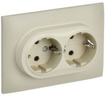 IEK SKANDY Бежевый Розетка 2-ая с/з с защитными шторками 16А в сборе SK-R07B