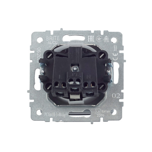 BRITE Роз. с з/к/ш с кр. 16А IP44 РСбш10-3-44-БрЧ черн. IEK