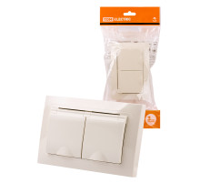 TDM Розетка двойная 2П+З с защ. шт. и крышкой 16А 250В IP44 сл. кость 