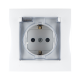 Simon 15 Белый Розетка 1-я с/з с крышкой с защитными шторками, IP44 (в сборе с рамкой)