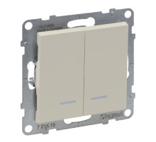 Legrand/Daccord SUNO Слоновая кость Выключатель двухклавишный 10АХ 250В с подсветкой/индикацией. Безвинтовые зажимы..