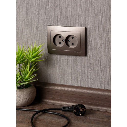 Валенсия лицевая панель розетка 2-местной б/з 10А графит с защ. штор. EKF PROxima